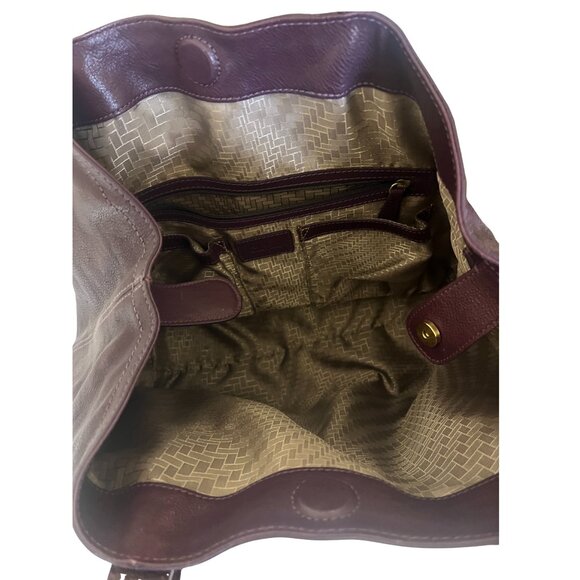 Cole Haan Purple Leather Bag Gold Accents - Picture 7 of 11